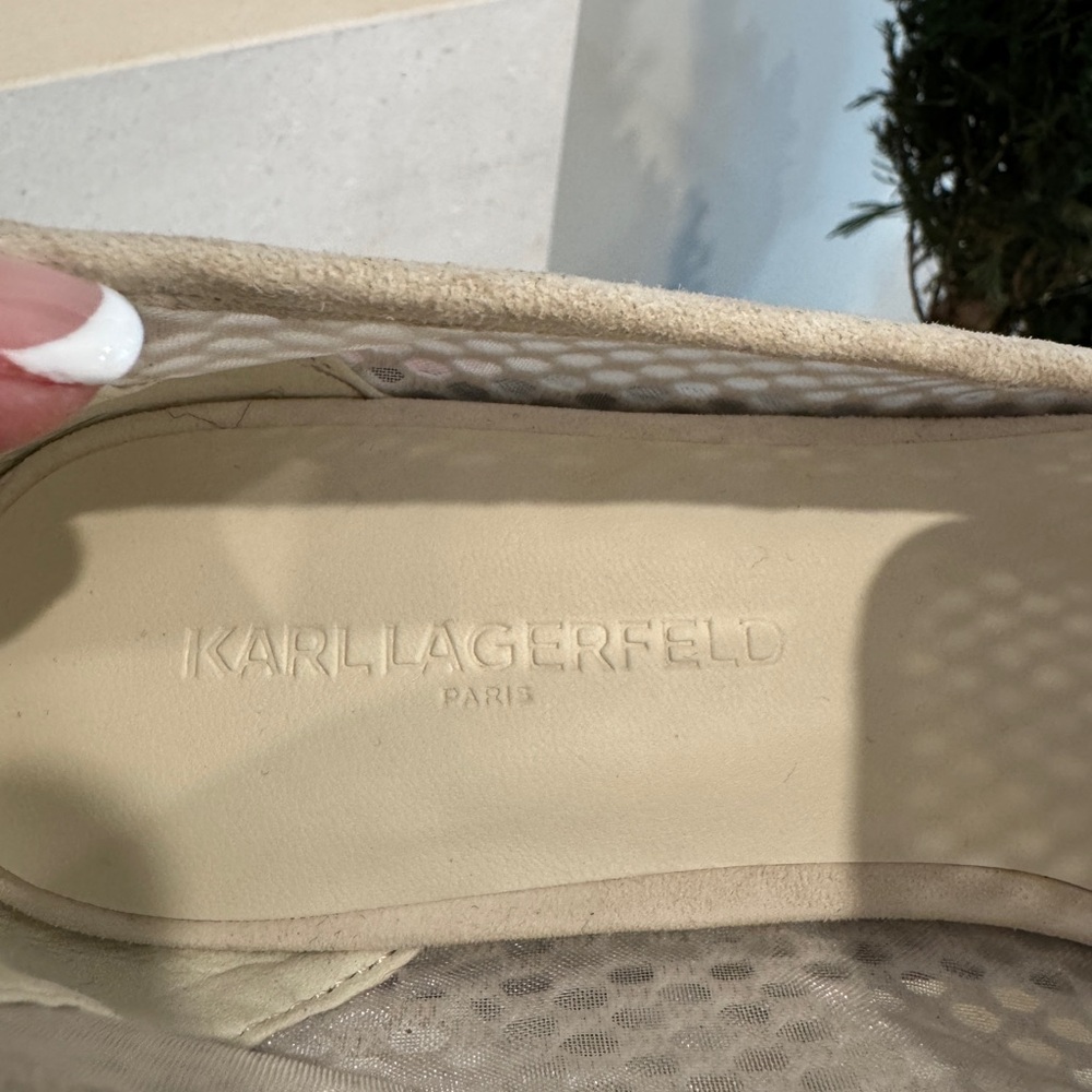 Karl Lagerfeld Cream Mesh Platform Loafer with Jewel Accents - Size 11 - Picture 11 of 11